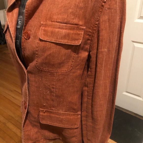 KENNETH COLE REACTION size 14 rusty orange linen mandarin color pockets - Picture 2 of 16
